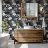 Safiyya Peel and Stick Wallpaper Black Floral Lotus Contact Paper