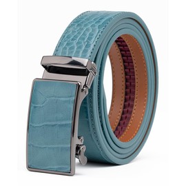 Fabio Valenti Mens Belt, Ratchet Belt Dress with 1 3/8" Genuine Leather with Easier Adjustable Buckle, Trim to Fit (2091C Teal, Adjustable 46”)
