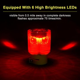 Aolyty Solar Strobe Warning Light 360 Degree Super Bright Waterproof IP54 for Construction Traffic Dock Marine Light Control Flashing (Red)