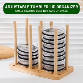 Dxiunove Adjustable Lid Holder, Made of Bamboo Lid Holder Kitchen, Lid Organiser, Kitchen Lid Organiser, Holds up to 20 Lids, Cabinets and Work Surfaces Free from Excess Organisation (Oak)