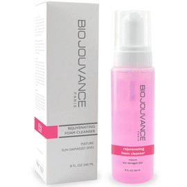 BIO JOUVANCE PARIS - Rejuvenating Foaming Facial Cleanser 8oz / 240ml - For Mature/Sun Damaged Skin | Gentle Foam Face Wash & Makeup Remover | Daily Skin Care Treatment Regimen | Made in France