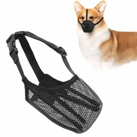 Dog Muzzle, Soft Mesh Muzzle Breathable Dog Muzzles for Small Medium Large Dogs, Poisoned Bait Protection Muzzle with Adjustable Straps, Prevent Biting Chewing and Licking