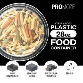 50-Pack Reusable Meal Prep Containers Microwave Safe Food Storage Containers with Lids, 28 oz Round Take Out Disposable Plastic Bento Lunch Box To Go Meal Prep Bowls, BPA-Free, Freezer Dishwasher Safe