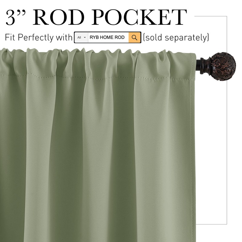 RYB HOME Short Curtains 45 inch 2 Panels Set, Room