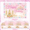 Princess Party Tableware Supplies, Includes Happy Birthday Backdrop Banner, Plate,