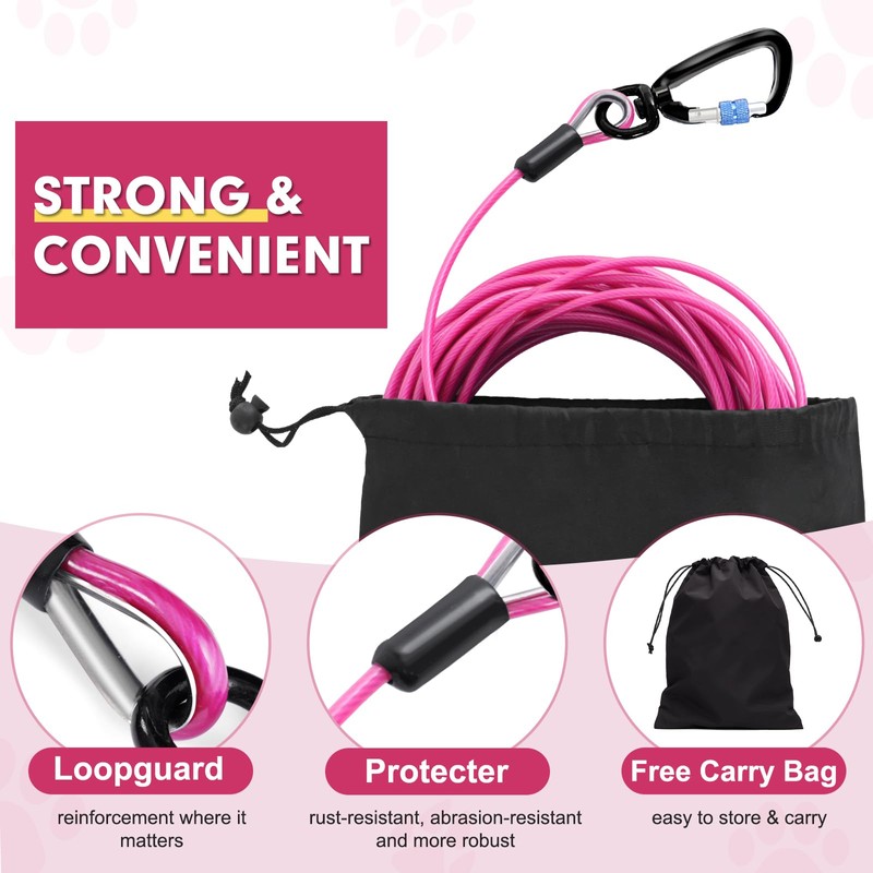 Snagle Paw Dog Tie Out Cable 10FT-1000LBS Break Strength,Heavy Duty