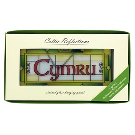 Royal Tara Wales Cymru Stained Glass Window Hang Suncatcher Rectangle Welsh Language Symbol Handcrafted House Decor Housewarming W 7.87"" x H 3.54"", Green