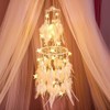 Dremisland Double Circle White Feather Dream Catcher with Mobile LED