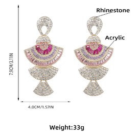 Fan-shaped Earrings, Multi-layer Fan Dangle Earrings for Women, Bohemian Fan Chandelier Statement Earrings, Sparkling Fan Semicircle Earrings Boho Jewelry, Fan Geometric Drop Earrings