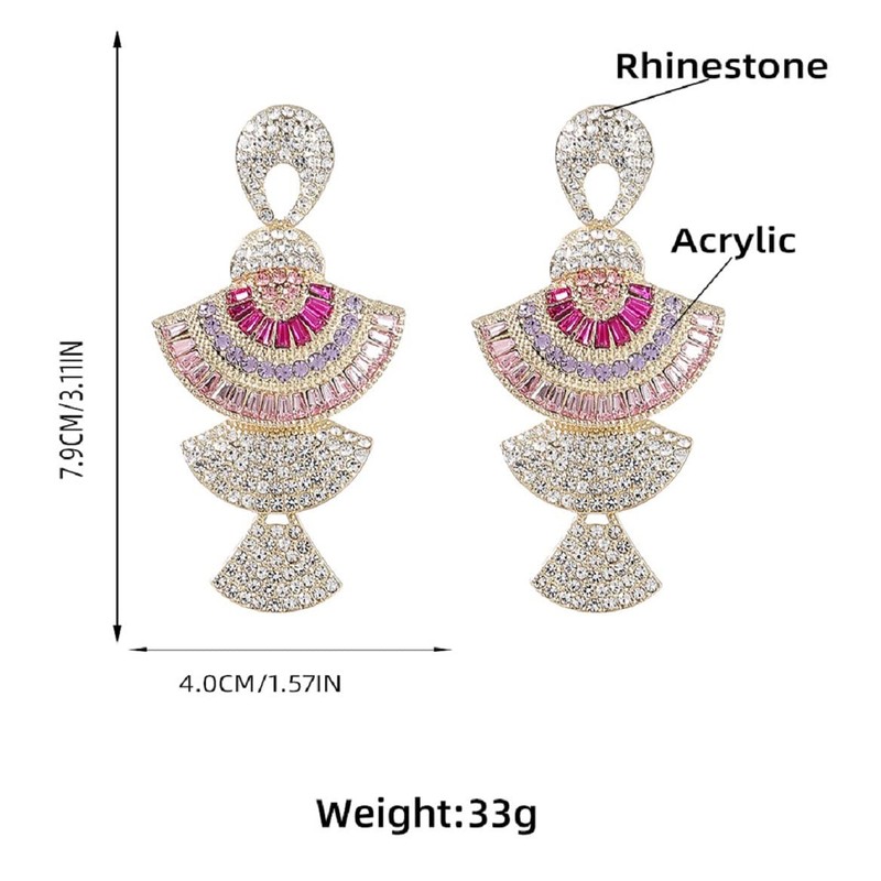 Fan-shaped Earrings, Multi-layer Fan Dangle Earrings for Women, Bohemian Fan