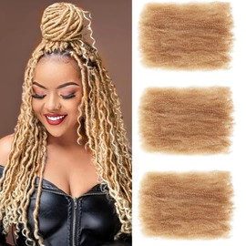 Afro Kinky Curly Braiding Hair for Dreadlock Extensions Repair Locs 3 Packs Synthetic Afro Kinkys Bulk Hair Bundles Micro Spring Afro Twist Hair Bulk for Mini Twist Hair (27#, 12 Inch)