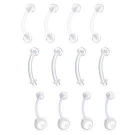 QWALIT Clear Belly Button Rings Plastic Belly Button Rings Plastic Belly Rings for Sports Surgery