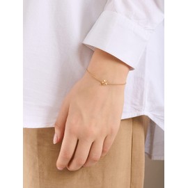 Pernille Corydon Women's Friendship Bracelet Four Leaf Clover Charm 925 Silver 18K Gold Plated - B320g, enamel, without stone