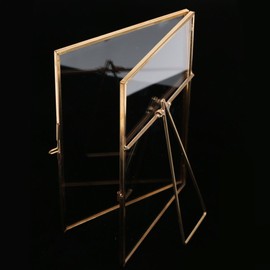 LOVIVER Vintage Brass and Glass, Metal Floating Desk Photo, for Pictures Art Crafts, Freestanding Picture, 10x 15 cm