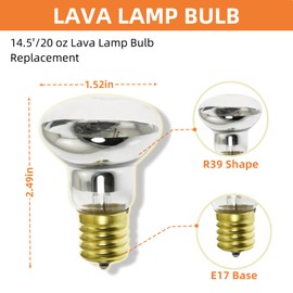 Kanlpeia 2 Pack Lava Lamp Bulb R39 E17 25W Reflector Bulbs for Bedroom and Office 120v Lava Lamp Light Bulb Replacement