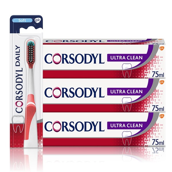 Corsodyl Gum Care Ultra Clean Toothpaste and Toothbrush Regime Kit