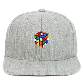 Armycrew Oversize XXL Color Cube Patch Structured Flatbill Snapback Cap for Big Heads - Heather Grey