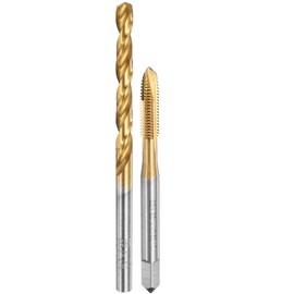 uxcell Tap and Drill Bit Set, 1pcs 10-32 UNF Spiral Point Thread Screw Tap & 1pcs 4.1mm Twist Drill Bit, Titanium Coated HSS-6542 Tapping Threading Tool Kit