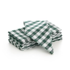 GAMUSI Pack of 6 Green Gichy Checked Cotton Napkins Heavy Duty 45cm x 45cm