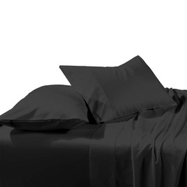 Royal Tradition Super Soft Wrinkle Resistant Microfiber Bed Sheets Sets with 15" Deep Pockets, Queen, Solid Black