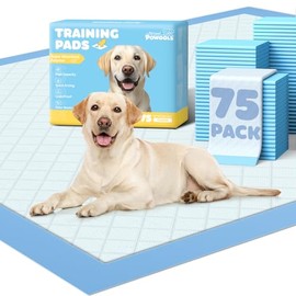 Powools 75-Pack XX-Large Puppy Pads - 38" x 28" Pee Pads for Dogs Potty Training with Leak-Proof Quick-Dry Design, 6-Layer Wee Wee Pads for Dogs, Blue