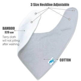 8 Pack Grey Organic Bamboo Baby Bandana Bibs