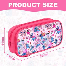 WFRPABY Stiitch Pencil Case, Cute Organiser with Zip and Compartments, Large Capacity Pencil Case for Students and Offices, Pencil Case, Girls, Teenagers, blue