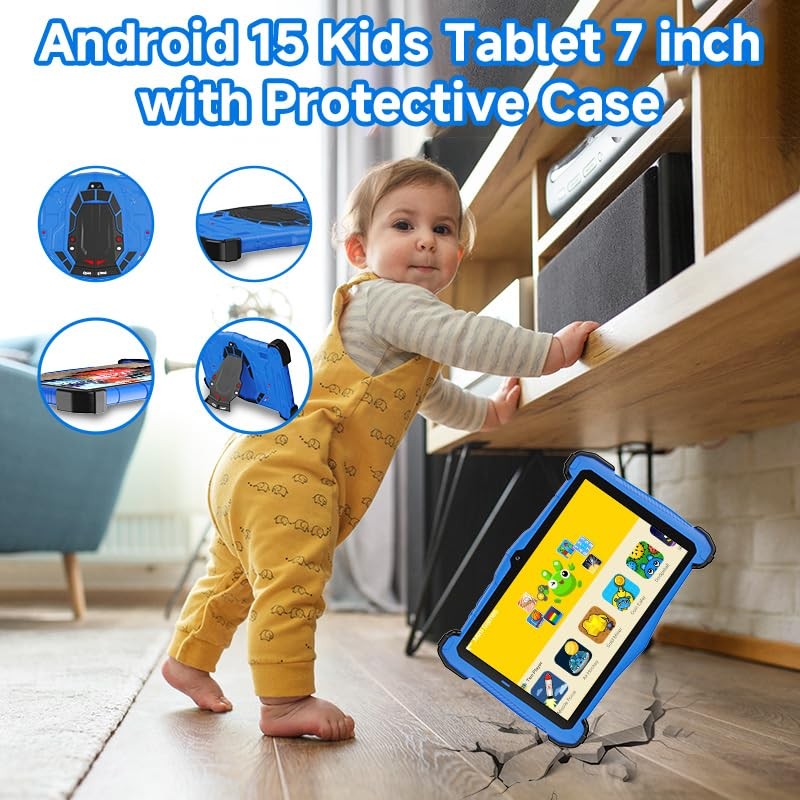 YATIOM 7 Inch Android 15 Kids Tablet, 10GB RAM 64GB