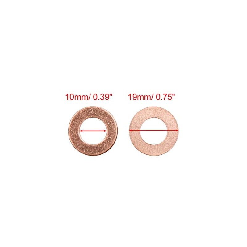 sourcing map 10 Pcs 10mm Inner Diameter Copper Washers Flat