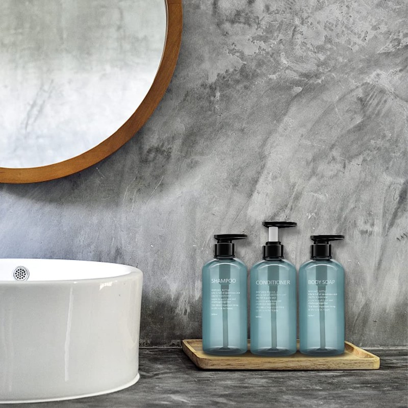 3 Pack Shampoo Bottle Pump Dispenser, 500ml Empty Plastic Soap