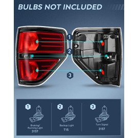 Nilight Taillight Assembly for 2009 2010 2011 2012 2013 2014 Ford F-150 F150 Pickup Truck Taillight Rear Lamp Replacement OE Style Red Housing Driver Side and Passenger side Tail lamp
