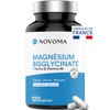 NOVOMA Magnesium Bisglycinate + Taurine & Vitamin B6, High Content 300mg / day, 120 capsules, Fights Fatigue and Stress, Better Absorbed than Marine Magnesium, Made in France