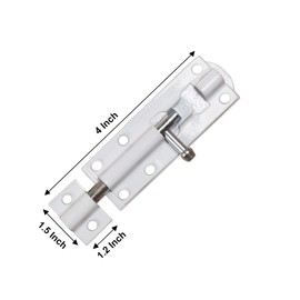 Primes DIY Heavy Duty Tower Bolt White(4"), Door Lock Bolt, Strong White Coated Door Barrel Bolt, Durable Slide Bolt for Increasing Security on Garden,Tard Gates & Shed Doors - 2 Pics