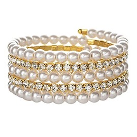 Pearl Bracelets for Women Gold Pearl Bracelet Rhinestone Pearl Bracelet Bangles Bracelet Wedding Party Bracelets Bridesmaid Jewelry Gifts