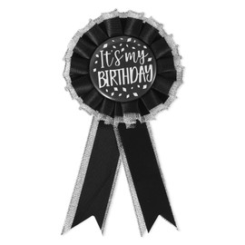It's My Birthday Brooch Pin, Satin Fabric Happy Birthday Button Apparel Pin Award Ribbon Badge Celebration Accessory for Women Men Prize Party Decoration Gift (Black)