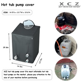 XCZ Hot Tub Pump Cover with PVC Transparent top, Insulated with Polar Fleeced Fabric, Spa Pump Winter Cover, Suitable for Inflatable hot tub Heater, Black, Cover only,