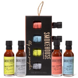 Smokehouse by Thoughtfully, Gourmet BBQ Sauce Sampler Set, Vegan and Vegetarian, Flavors Include Honey Chipotle, Smoky Bourbon, Sweet and Spicy, and Bacon BBQ Sauce, Pack of 4