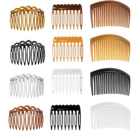 LimCryspp 12-Piece French Small Hair Comb, Plastic-Toothed Decorated Hair Clip For Women, Bridal Veil Accessory, Universal Style Comb For Thick And Thin Hair
