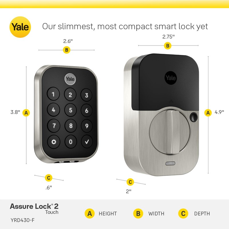 Yale Assure Lock 2 Touch Deadbolt, Satin Nickel Key-Free Smart