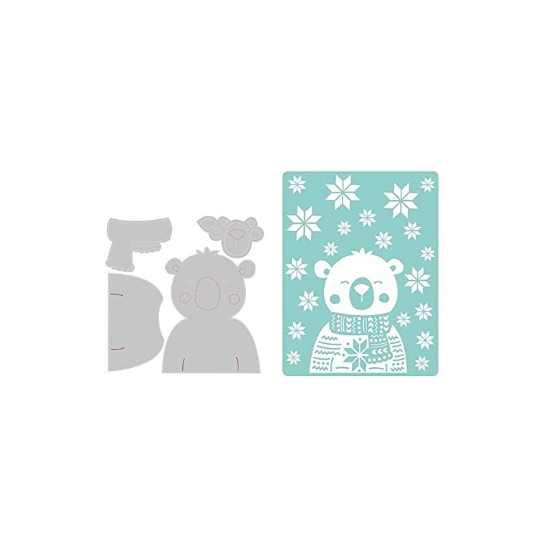 Sizzix Christmas Thinlits Die Set & Embossing Folder Cozy Bear