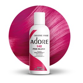 Adore Adore Semi Permanent Hair Color - Vegan and Cruelty-Free Pink Hair Dye - 4 Fl Oz - 142 Pink Blush (Pack of 1)