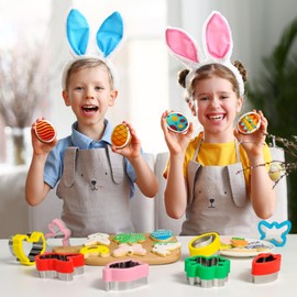 8-Piece Easter Cookie Cutter Set, Bread Cutters for Children, Sandwich Cookie Cutter Set, Rabbit, Chick, Egg, Carrot, Rabbit Head, Clover, Butterfly and Tulips