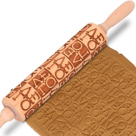 LOVE Embossed Rolling Pins for Cookies, Wooden Engraved Rolling Pins for Baking, Valentine Patterned Embossing Rolling Pin with Designs Decorative Springerle Cookie Mold Stamp Clay Pattern Roller
