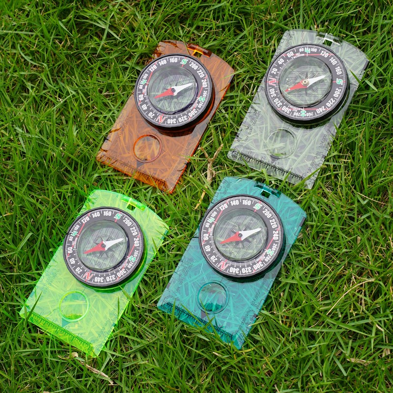 4 Pcs Outdoor Compass with Adjustable Declination,Magnifier,Ruler,Scale. Multifunctional Orienteering Waterproof