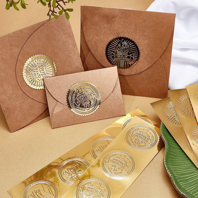 CRASPIRE Graduation Cap Gold Certificate Seals Diploma Embossed Foil Stickers