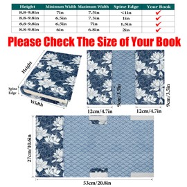 Lotus Flower Book Cover Protector for Paperback,Adjustable Soft Canvas Fabric Book Cover with Pocket Bookmark,Double Side Print Book Dust Jacket Covers for Hardcover Book Lovers Gift