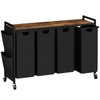 WOWLIVE 4-Compartment Laundry Hamper with Lid,Rolling Laundry Basket Organizer with