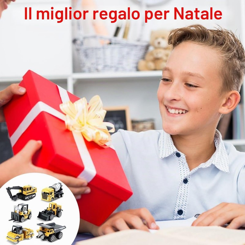 VorPrillynt Camion di Costruzione Set, 6 Pezzi Mini Camion Giocattolo