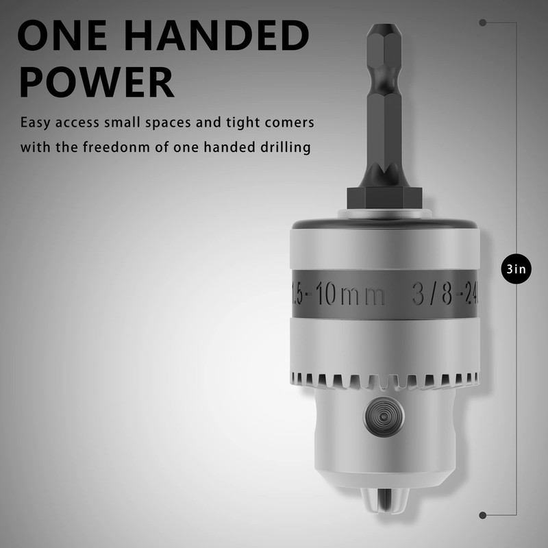 Renekton 3/8” Drill Chuck with 1/4” Quick Change Hex Drive,