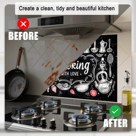 Nuxovilar Peel and Stick for Kitchen Backsplash Wallpaper, 17.72"x27.56" Glossy Cooking-Themed Contact Paper, Stick on Backsplash for Kitchen, Bathroom Back Splashes